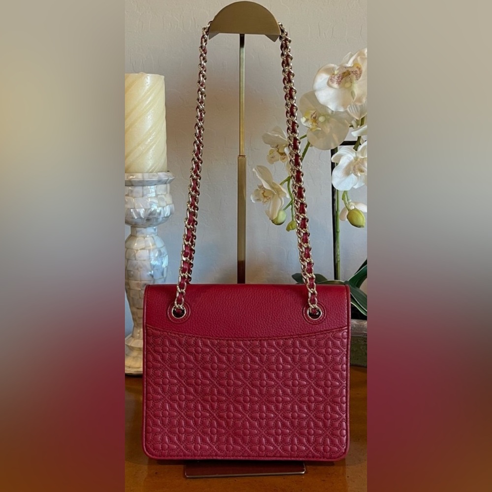 PRISTINE Tory Burch Redstone Medium Bryant Leather Shoulder Bag
